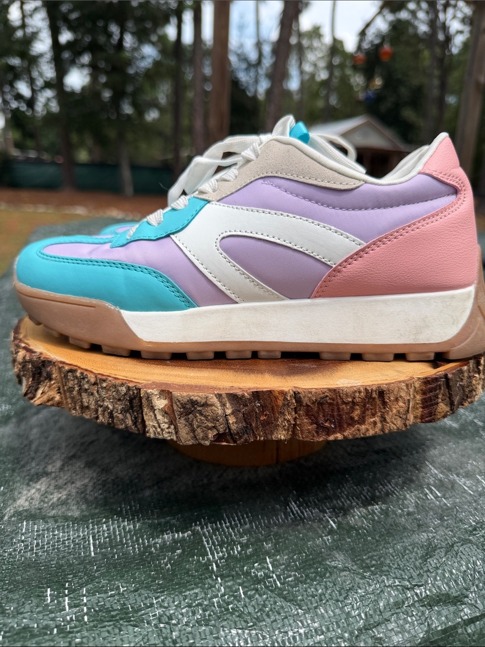 Women’s Pastel Colorblock Athletic Sneaker - White, Lavender, Pink, Teal